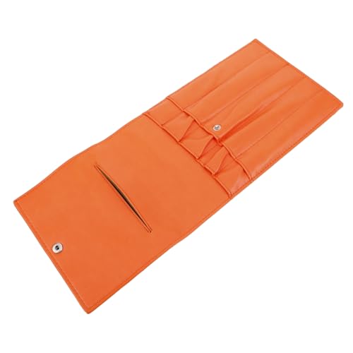 CIMAXIC Aufbewahrungstasche Für Nadeln Wickler Faden Häkeln Strickset Maschine Stich Bausatz Einfädler Werkzeug Perlen Fall Ring Haken Strickzubehör Tasche Für Stricknadeln Orange Leder von CIMAXIC