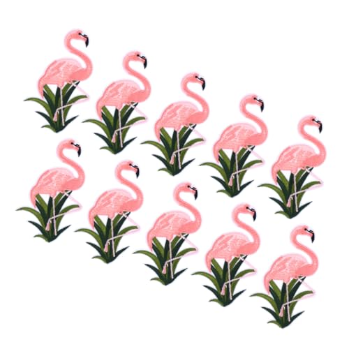 CIMAXIC Flamingo-Flicken zum Aufbügeln besticktes Patch-Set 10-teilig zum Aufnähen dekorative Flamingo-Patches für Hemden Taschen Jeans von CIMAXIC