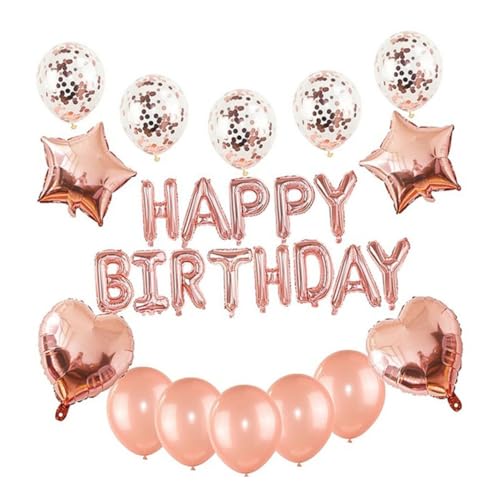 CIMAXIC Geburtstagsballon Set Mit Buchstaben Und Konfetti Rosegold Dekoration Für Geburtstagspartys Luftballons Für Kindergeburtstag Und Feiern von CIMAXIC