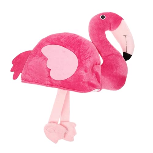 CIMAXIC Gefüllte Flamingo-kopfbedeckung, Plüschtier-kappe, Neuheitskappe Für Cosplay, Dekorative Streichkappe, Plüsch-kappe, Niedliche Karnevals-flamingo-kopfbedeckung von CIMAXIC