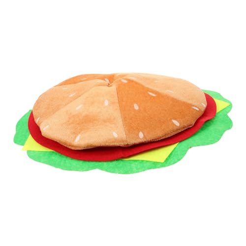 CIMAXIC Hamburger Hut Hamburger-kostüm Plüsch Neuartige Essenshüte Kappen Hamburger-kopfbedeckung Cheeseburger-baskenmützen Burger-kopfschmuck Verrücktes Hut-tageskostüm Kork Polyester von CIMAXIC