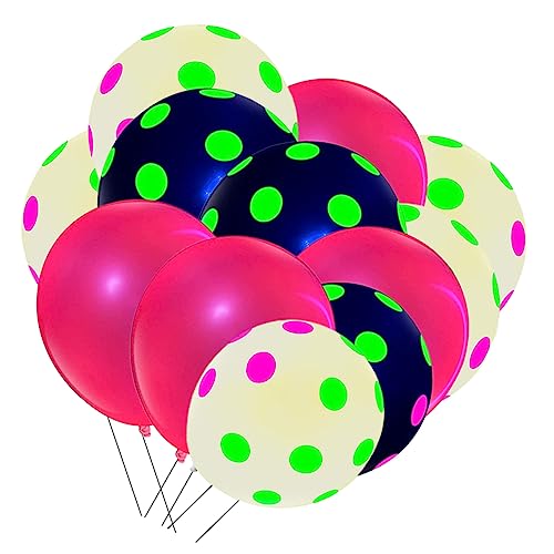 CIMAXIC Neon Luftballons Mit Fluoreszierenden Punkten Latex Ballons Für Hochzeiten Partys Und Dekoration Leuchten Im Dunkeln Bunte Farben Ideales Partyzubehör von CIMAXIC