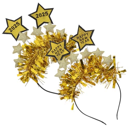 CIMAXIC Neujahrs Stirnband Für Silvesterfeier Festliches Haaraccessoire Mit Goldenen 2025 Und Happy New Year Schriftzug Ideal Für Neujahrspartys Und Feiern von CIMAXIC