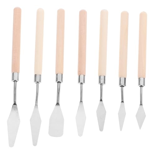 CIMAXIC Ölgemälde Spachtel Set 7 Teilig Edelstahl Palettenmesser Mit Holzgriff Für Künstler Malwerkzeuge Für Gouache Und Ölmalerei Ideal Für Farbmischung Und Strukturpaste von CIMAXIC