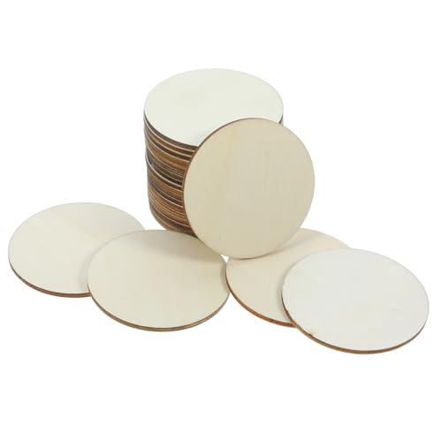 CIMAXIC Runde Holzscheiben Aus Naturholz Für DIY Bastelprojekte Unbehandelte Holzdiscs Ø 60mm Zur Dekoration Malen Und Scrapbooking von CIMAXIC