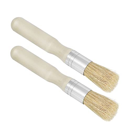 CIMAXIC 2er-Pack Pinsel-Set mit rundem Kopf und Borsten Schablonenpinsel Holzgriff Malpinsel für Öl- Acryl- und Aquarellmalerei -Kunsthandwerk Jungen und Mädchen und Erwachsene Beige von CIMAXIC