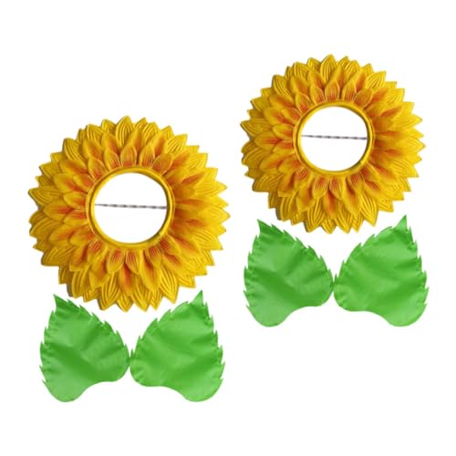 CIMAXIC Sonnenblumen Kopfbedeckung Für Lustige Sonnenblumen Haube Mit Blättern Ideales Kostüm Accessoire Für Sportveranstaltungen Karneval Gartenpartys Und Auftritte von CIMAXIC