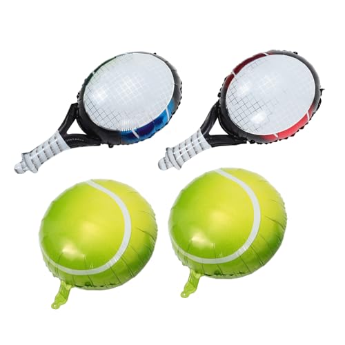 CIMAXIC Tennisballons Und Schläger Set 4 Teiliges Set Mit 2 Hellen Tennisballon Folien Und 2 Tennis Schläger Dekorationen Für Geburtstagsfeiern Und Bachelorette Partys Perfekte von CIMAXIC