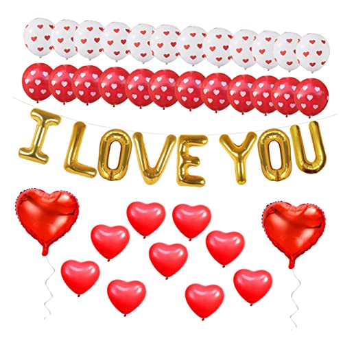 CIMAXIC Valentinstag Ballons Set I LOVE YOU Luftballons Herzform 46 Teile Inklusive Folienballons Rote Herzballons Herzballons Und Perfekte von CIMAXIC