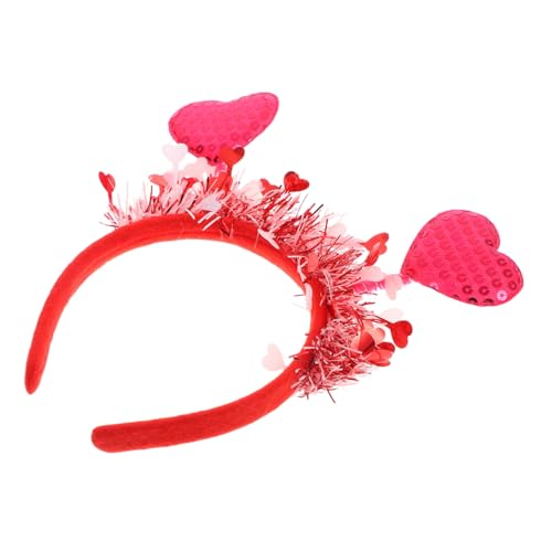 CIMAXIC Valentinstag Stirnband Paillette Favorisieren Feier Kostüm Dekoration Braut- Jubiläum Amorherz-stirnband Kopfbedeckung Urlaub Rotes Stirnband Amor Stirnband Herzkrone Flanell Rosa von CIMAXIC