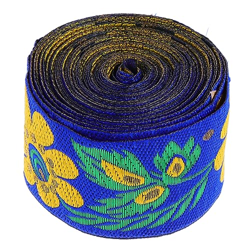 Ethnisches Spitzenband Kleidungsband Hochzeitsautodekorationen Bedrucktes Band Bestickt Breites Band Jacquard Stoff Tuch Seide Blumen- Geschenkbänder Kleiderband Blue Polyestergarn CIMAXIC von CIMAXIC