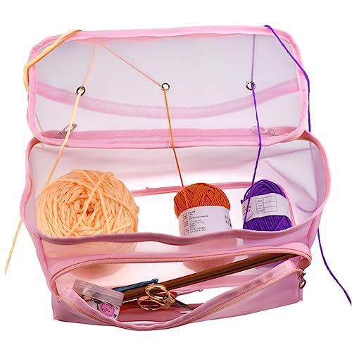 Halter Für Nähzeug Mesh-garnbeutel Mesh-strickprojekttaschen Tragbarer Häkelgarnhalter Haken Garn Zum Häkeln Strickmaschine Kleine Näh-organizer-tasche Wollhalter Häkelset Abs Rosa CIMAXIC von CIMAXIC