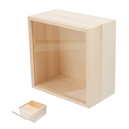 Kasten Aufbewahrungsbox aus Holz Holzkiste mit Acryldeckel Münzring Schmucktablett Dekor Holztablett Schmucksache Aufbewahrungsbox für Schmuck aus Holz Lagerung Vitrine Holzlatten von CIMAXIC