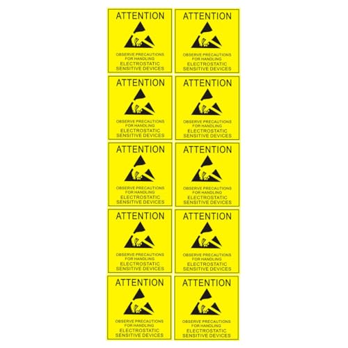 500 Stück Aufkleber für elektrostatische Geräte, 4,8 x 4,8 cm, statische Vorsicht, Iaff-Aufkleber, statische Warnaufkleber, statische Elektrizität von CINARIS