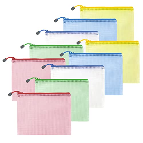 CIOUYAOS 10 PCS A5 Dokumententasche, Zipper Beutel Wasserdichte Aktentaschen mit Reißverschluss, PVC Kunststoff Dokumentenordner und Geldaufbewahrungstaschen für Schule, Bürobedarf, Zuhause von CIOUYAOS