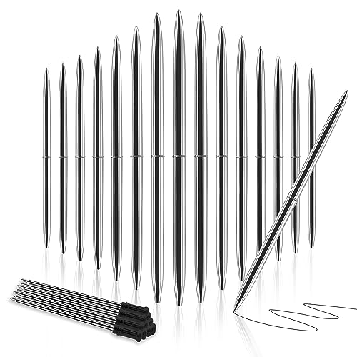 CIOUYAOS 15Pcs Metall Einziehbarer Kugelschreiber Schwarz, Aesthetic Hochwertiger Spicker Stift mit 15pcs Fine Point 1,0 Mm Minen, Edelstahl Schreibgeräte für Lehrer Schule Büro Hochzeit Geschenke von CIOUYAOS