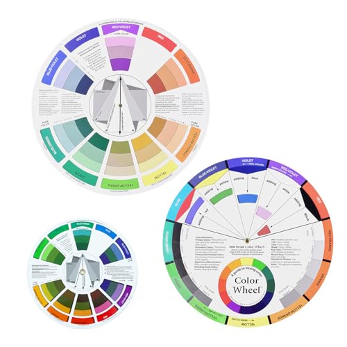 CIOUYAOS 3PCS Color Wheel, Farbkreis Pocket Color Wheel Kreative Diameter Color Mixing Guides, Wasserdicht Farbrad Kunst Lehrmittel für Make-up Blending Board Chart von CIOUYAOS