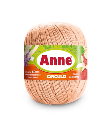 ANNE Garn, 100% merzerisierte Baumwolle, Premium-Qualität, Häkelgarn, 500 Meter (4224 Peach Fuzz) von CÍRCULO