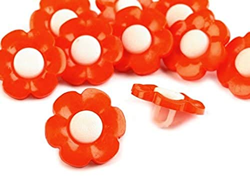 5 x Kinderknöpfe Blume orange 17mm Knöpfe Babyknöpfe Motivknöpfe Kunststoffknöpfe neu von CISL