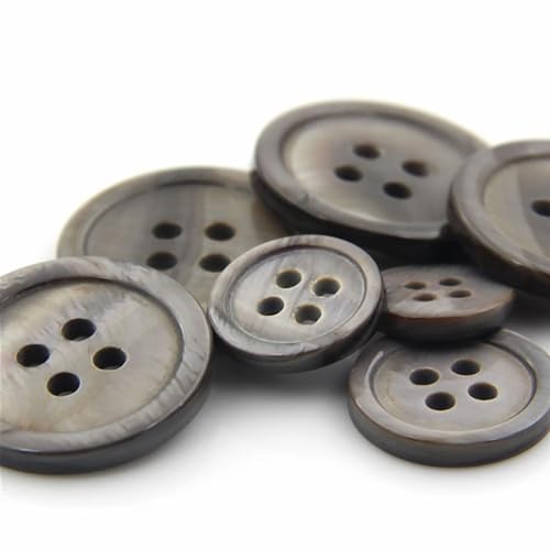 CISULI Grau Natürliche Muschelknöpfe 4 Löcher 100 Stück/Packung Nähknopf 9mm/10mm/11mm/12mm/15mm/18mm/20mm/23mm/25mm (Grau Natürliches Muschel 4 Löcher - 10mm) von CISULI