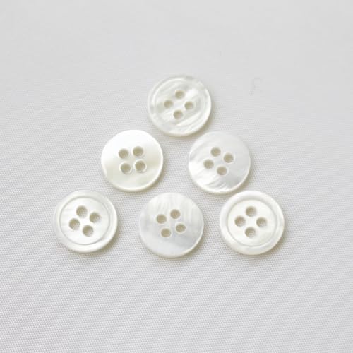 CISULI Weiße 4 Löcher Natürliche Muschelknöpfe 100 Stück/Packung Nähknopf Durchmesser 10mm/11mm/12mm/15mm/18mm/20mm/23mm/25mm (Weiß Natürliches Muschel 4 Löcher - 10mm) von CISULI