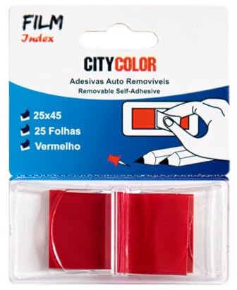 Filmindex CityColor Abnehmbare Haftnotizen, 25 x 45 mm, 25 Blatt, 6 leuchtende Farben (rot) von CITYCOLOR