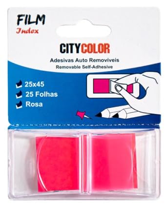 Filmindex CityColor Haftnotizen, 25 x 45 mm, 25 Blatt, 6 leuchtende Farben (Rosa) von CITYCOLOR