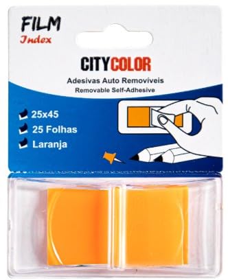 Index CityColor Haftnotizen ablösbar, 25 x 45 mm, 25 Blatt, 6 Farben glänzend (Orange) von CITYCOLOR