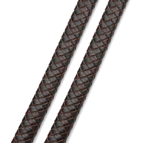 0,5/1 Meter Vintage Schwarz Braun Geflochtene Lederschnüre 8mm 10mm 12mm Flache Lederschnur für die Herstellung von Armbändern und Schmuck von CIVIOOH