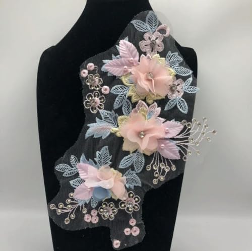 1 Stück Blumen Imitation Perle Spitzenkragen Stickerei DIY 3D Tüll Spitze Patch Dekoration Kleidung Applikation Zubehör von CIVIOOH