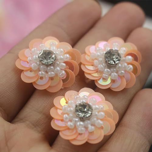 10 Teile/los Handgemachte Perlen 3D Pailletten Blume Patch Aufkleber Kleidung DIY Dekorative Patch Decals Zubehör von CIVIOOH