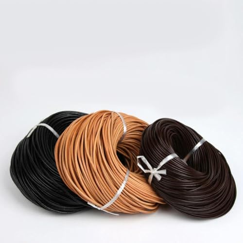 2 Meter 1–10 mm rundes Kordelseil aus echtem Leder für Armbänder, Halsketten, DIY-Schmuck, Spitzenkordeln, Taschen, Bastelzubehör von CIVIOOH
