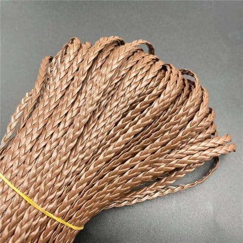 3 Yards 5 mm Kordel Seil geflochten PU Leder Faden Schnur Halskette Seil für Schmuck machen DIY Armband Erkenntnisse von CIVIOOH