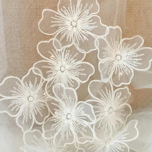 5 Stücke Weiß Bestickte Blumen Applique Nähen Patch Reparatur Für Hochzeit DIY Handwerk von CIVIOOH
