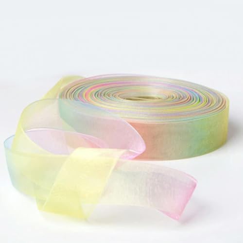 CIVIOOH 5 Yards/Rolle 16 19 25 38 50 75 mm Regenbogen-Organzaband, Chiffon-Bänder für Hochzeitsfeiern, Weihnachtsdekoration, Geschenkverpackungen von CIVIOOH