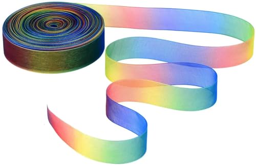 CIVIOOH 5 Yards/Rolle 16 19 25 38 50 75 mm Regenbogen-Organzaband, Chiffon-Bänder für Hochzeitsfeiern, Weihnachtsdekoration, Geschenkverpackungen von CIVIOOH