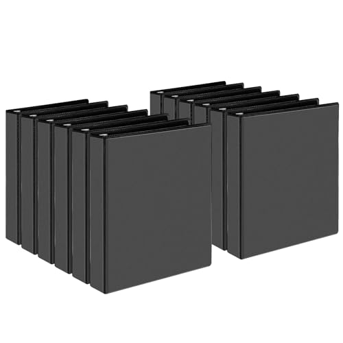 CIXILDTS 2,5 cm Ordner, einhändige Öffnung, 3 schräge D-Ringordner, passend für Briefpapier, Präsentationsansichtsbinder, schwarz, 12 Packungen von CIXILDTS