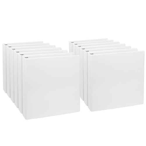 CIXILDTS 2,5 cm schräger Ringbuch, einhändige Öffnung, 3-Ringbuch, passend für Briefpapier, Präsentationsansichtsbinder, Weiß, 12 Packungen von CIXILDTS