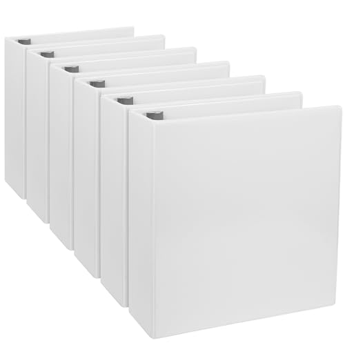 CIXILDTS 5,1 cm schräger D-Ringbuch, einhändiges Öffnen, 5,1 cm 3-Ringbuch, passend für US-Briefpapier, Präsentationsansichtsbinder, Weiß, 6 Stück von CIXILDTS