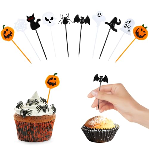 10-teilige Halloween Cupcake Topper, CIYIN Halloween Kuchendekoration, Halloween Muffin Deko, Geist Cupcake Toppers, Halloween Dessert Deko, Cupcake-Dekorationen für Halloween Mottopartys von CIYIN