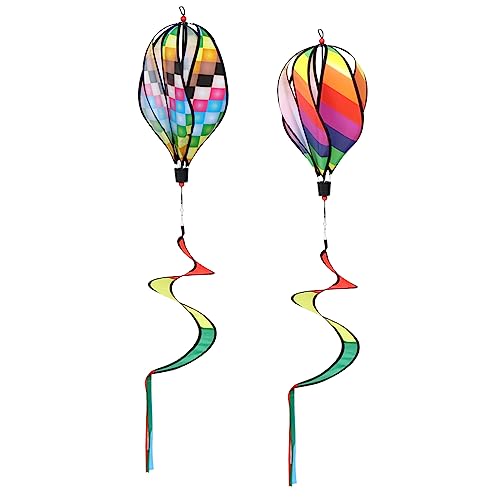 2 Stk Heißluft Ballon Windst Reifen Windspiele Hängen Exquisite Hängende Ballons Regenbogendecke Wirbelt Heißluftballon-windmühlen-anhänger Wirbelnde Dekoration Windornamente Stoff CIYODO von CIYODO