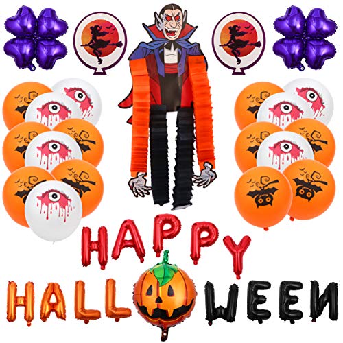 25-Teiliges Set Halloween-Ballon-Kombination Halloween-Foto-Requisite Kürbis Folienballon halloween aussendeko halloween luftballons buchstaben ballons Halloween-Partyballons CIYODO von CIYODO