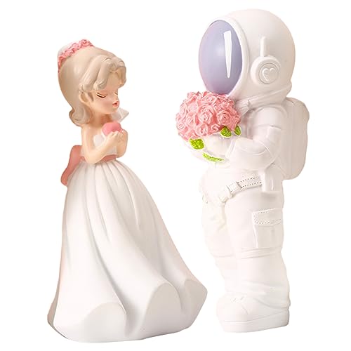 CIYODO 1 Paar Ornamente Zubehör Roben für Sie Hochzeit für Hochzeitsszene book shelves bücherstützen wedding decor Brautpaar Dekoration Desktop-Paar-Figur Desktop-Paar-Statue Harz Weiß von CIYODO