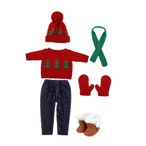 CIYODO 1 Satz Puppe Weihnachtskostüm Plüschpuppenkleidung Zubehör für Babypuppen Weihnachtspullover Festliche Kleidung weihnachtsoutfit Miniaturkostüm kleine Puppenkleidung Baumwolle von CIYODO