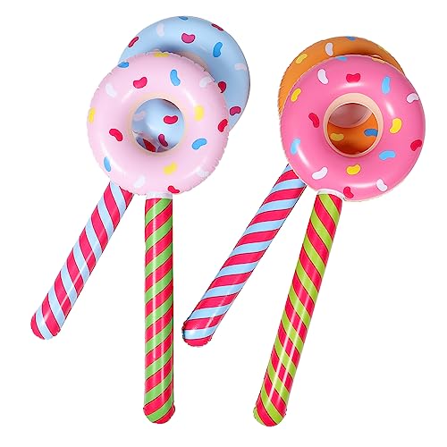 CIYODO 12 Stk Aufblasbarer Donut-stick Aufblasbare Donut-lutscherstäbchen Lutscher-donut in Die Luft Jagen Luftballons Für Kinderpartys Aufblasbarer Lutscher Donut-partygeschenke Pvc von CIYODO