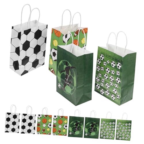 CIYODO Fußball Geschenktüten Papiertüten Für Kindergeburtstag Fußball Party Favors Geschenktüten Mit Griffen Für üßigkeiten Und Kleine Fußball Thema Deko von CIYODO