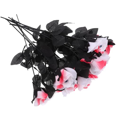 CIYODO 12st Künstliche Rose Mit Augäpfeln Halloween-Blumen Blumen Künstlich Gefälschte Schwarze Rose Falsche Augäpfel Halloween-küchendekoration Halloween-augäpfel Halloween-dekor Abs von CIYODO