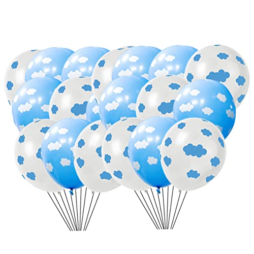 CIYODO 1Satz Latexballons Mit Blauem Und Druck Party Dekoration Für Geburtstagsfeiern Babypartys Und Hochzeiten Weiße Und Blaue Wolkenballons von CIYODO