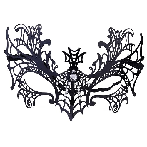 CIYODO 1Stk Metall-Diamant-Eisen-Maske schwarzes Outfit Partymaske am Abend festlich Halloween Masken halloweenmaske eiserne Masken interessante Gesichtsabdeckungen Black von CIYODO