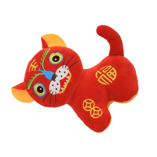 CIYODO 1Stk Tigerpuppe Kleinkind gefüllte Puppe Plüschwürfe Mini-Spielzeug Mini-Plüschtiere Tiger plüschtier Tiger Kuscheltier Maskottchen des Tigerjahres Tiger Figur Plüschstoff rot von CIYODO